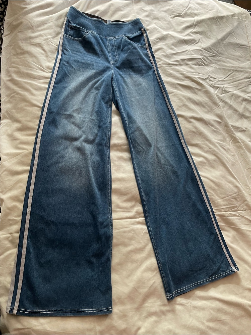 HALARA Blue Bootcut Jeans with White Side Stripes